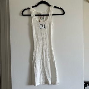 SKIMS X Team USA Olympics American Flag Comfy White Ribbed Dress Size XS